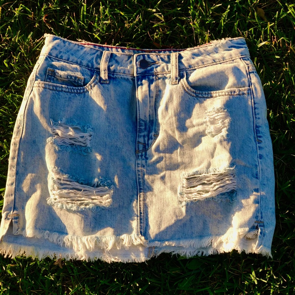 Distressed forever 21 jean skirt